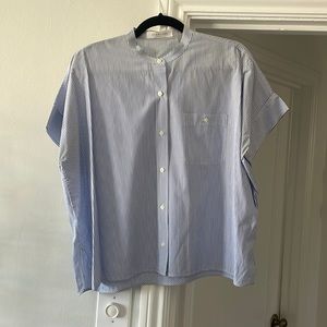 Everlane Poplin Square Shirt - Blue stripe - Size 8